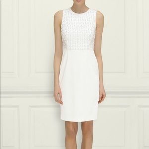 L.K. Bennett white beaded sheath dress